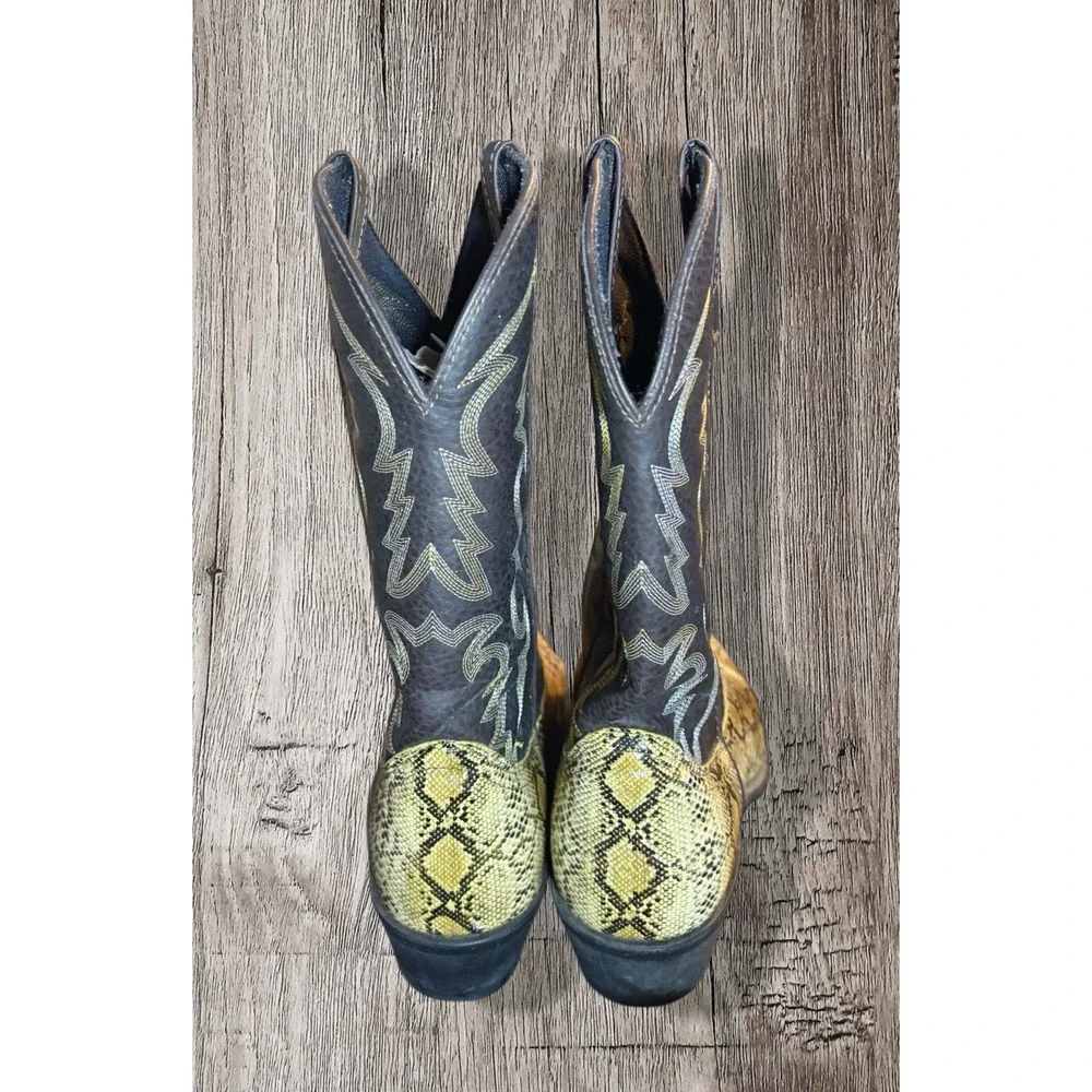 Men's Laredo 9 EW 68068 Pull On Western Cowboy Boots Faux Snake Skin Leather